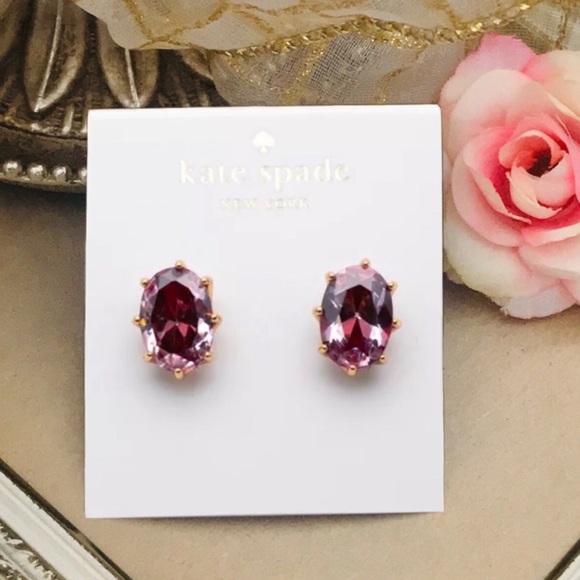 KATE SPADE • Shine On Oval Ruby Plum Crystal Earrings - Picture 3 of 3